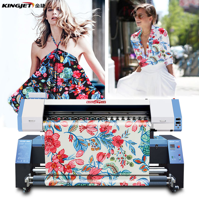 Cheapest 1.8 meter digital sublimation film textile fabric printing machinery printer with two 4720 printhead
