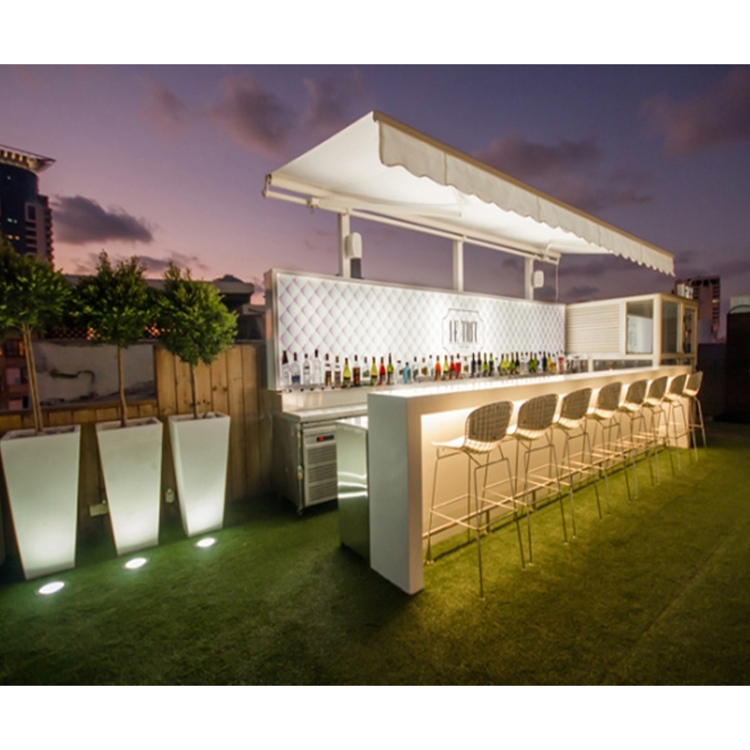 Modern Solid Surface White Led Outdoor Party Nightclub Wine Bar Drinking Counter with Chairs