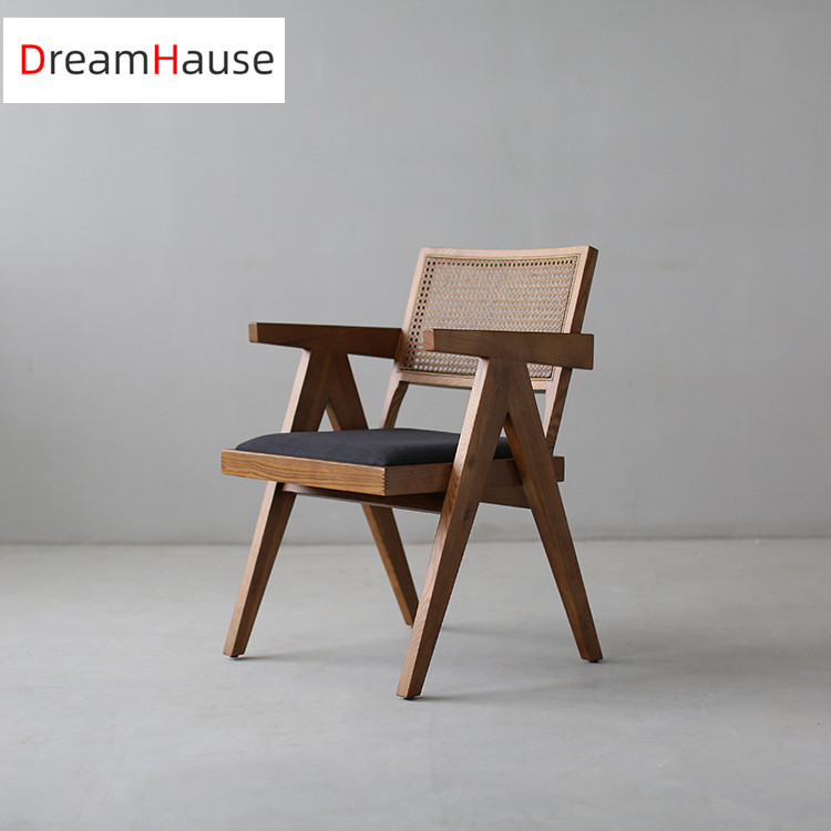 Современные американские обеденные стулья dreamhaus из твердой древесины, деревянный стул из ротанга, кресло в скандинавском стиле для кафе, гостиной, балкона, стул для отдыха