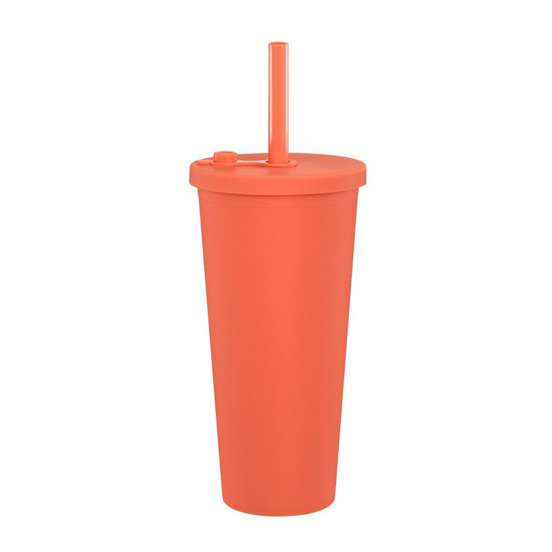 popular 24 oz reusable bubble boba tea cups custom double wall plastic drinking cold water bottle with straw