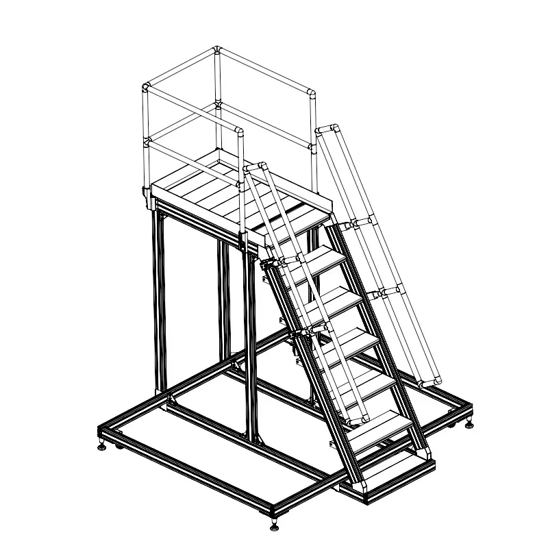 Ladder Mobile Multi- Functional 7 Step Aluminum Profile Ladder With Working Platform