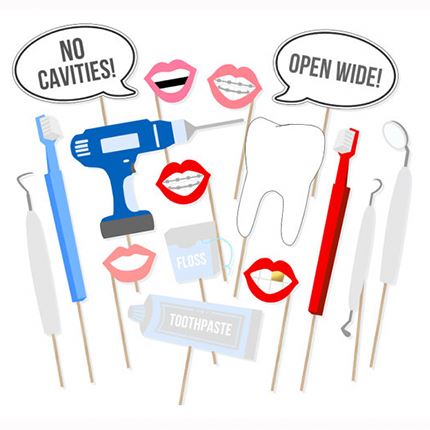 PZ068 Party Theme 16Pcs Dentist Teeth Party Decor Photo Props
