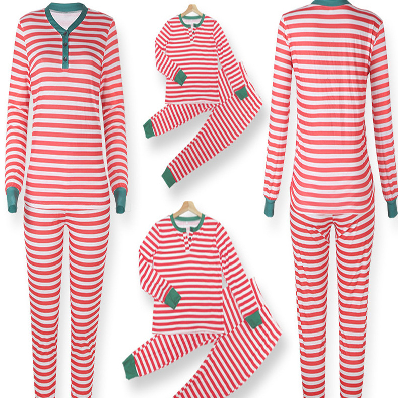 Dropshipping Amzon Elk Christmas Pajamas Family Cotton Striped Christmas Family Pajamas