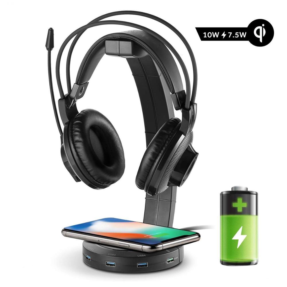 Быстрая Беспроводная зарядка с подставкой для наушников USB 3,0 зарядный порт 4 USB для iPhone XR/Xs Max/XS/X/8/8/9/10/11