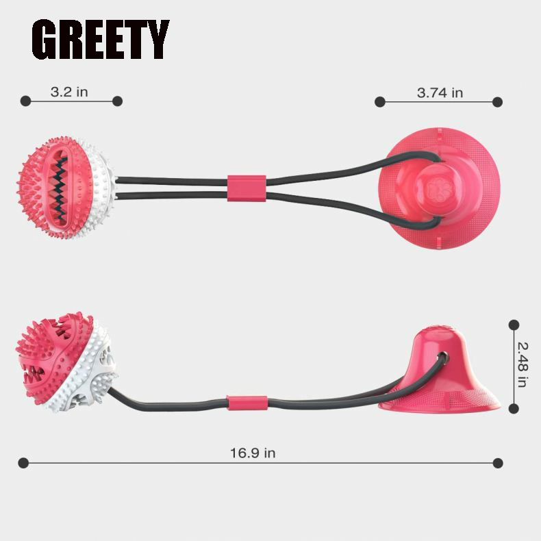 Greety ПЭТ молярная Укус игрушка Amazon Многофункциональный собака интерактивные игрушки для верёвок Self-Playing резиновые жевать мяч с присоской