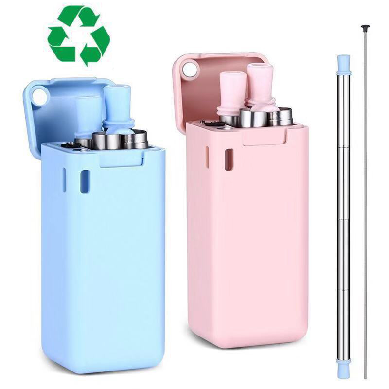 Reusable Folding Straw Collapsible Telescopic Straw Portable Stainless Steel Drinking Straws