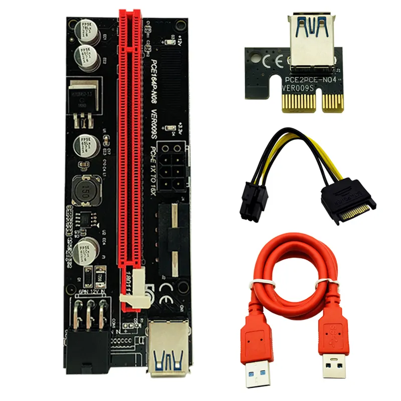Pcie Riser 009s PCI-E 1X 4x 8x 16x Extender 60cm USB3.0 Cable Dual 6Pin Adapter Gpu Riser Card Ver 009 For BTC LTC Mining