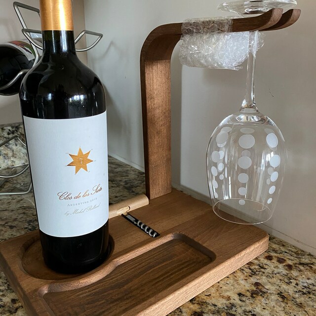 Christmas gift Wood food tray Rack wine barrel stand for glass