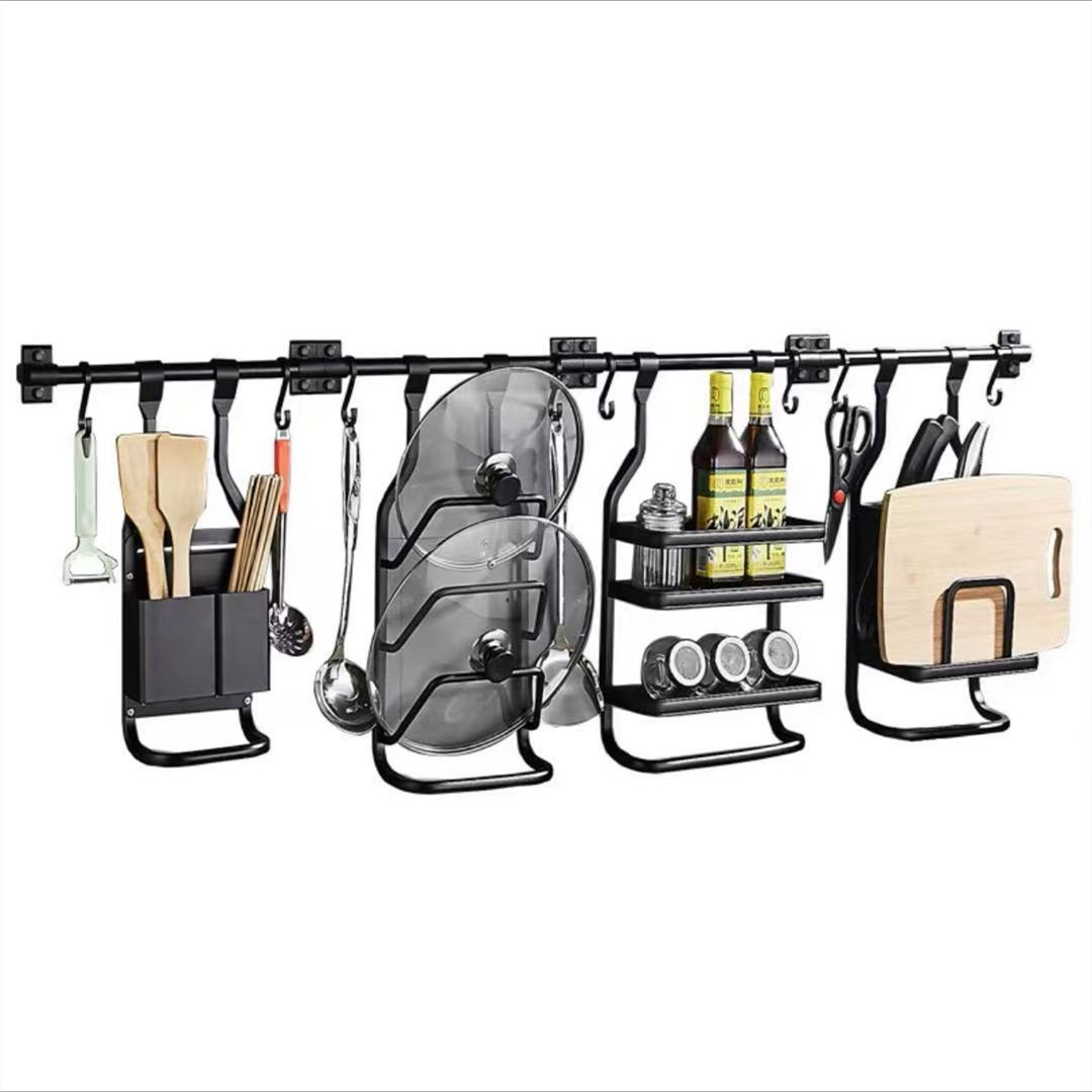 Kitchen multifunctional creative wall-mounted spice rack knife holder cutting board pot cover rack storage rack