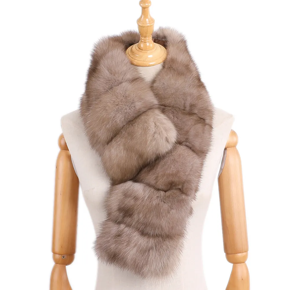 Unisex Luxury Fashion Winter 100% Real Sable Mink Fur Scarf Women's Scarves Wraps Shawl Big Scarfs For Men Natural Color
