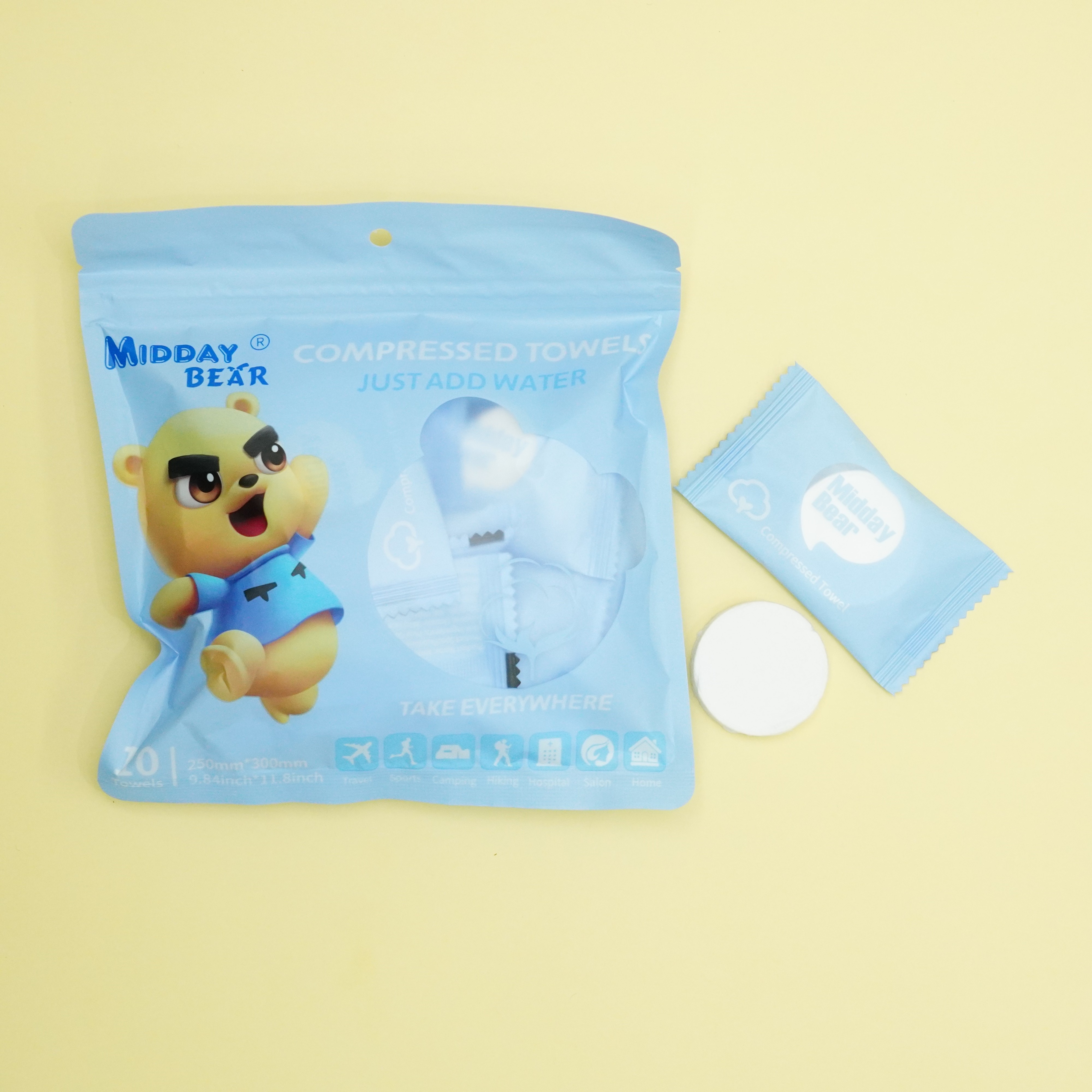 Midday bear compact portable disposable face compressed towel for beauty salon daily using