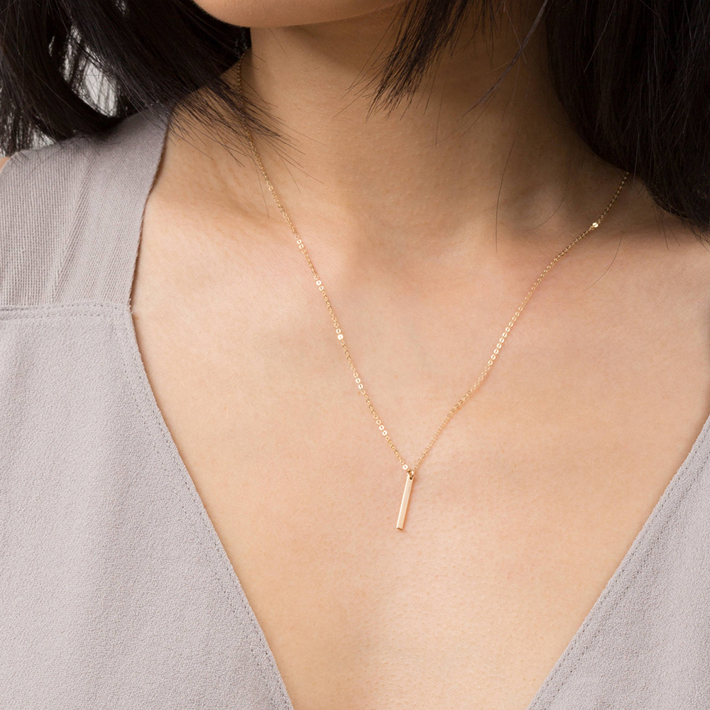 2021 fashion jewelry personalized small vertical bar pendant 316l stainless steel necklace for women