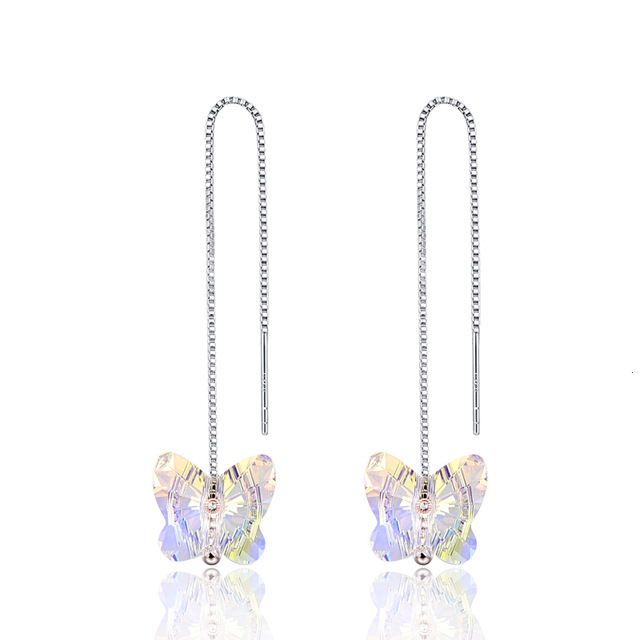 Hermosa Austria Crystal Earrings Butterfly Beads Chain Piercing Dangle Earring for Women Jewelry Christmas gifts