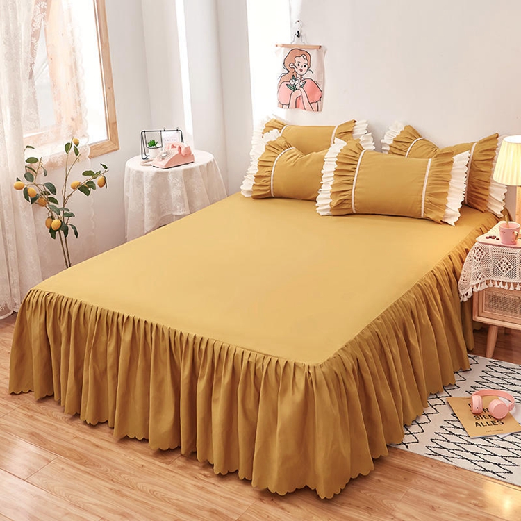 Luxury Soild Princess Bed Skirt, Ruffle Bedspreads Sheet Soft Fitted Sheet Cover Hometextile/