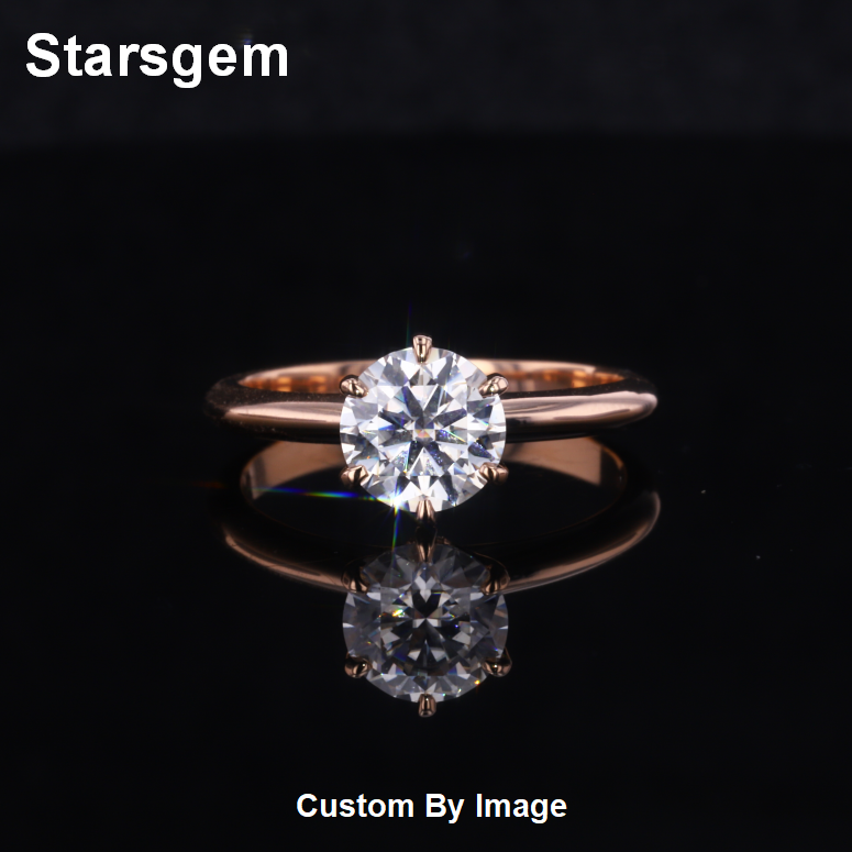 Starsgem 14K подлинные ювелирные изделия из золота синтетические лабораторные выращенные 1 карат реальные бриллианты кольца солитер