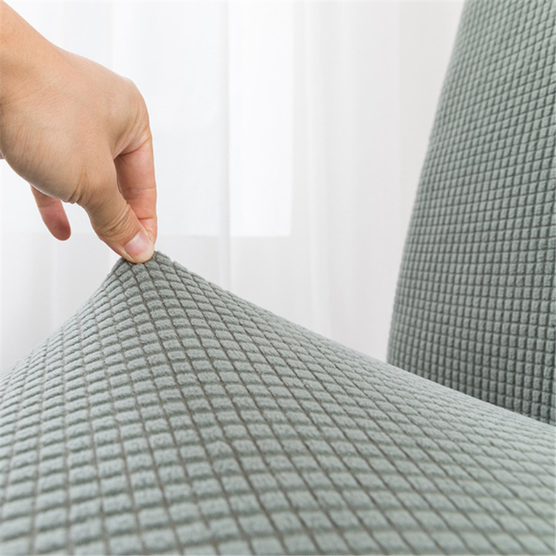 Stretch Dining Room Universal Chair Covers Solid Color Corn Grid Chair Slipcovers With Skirt