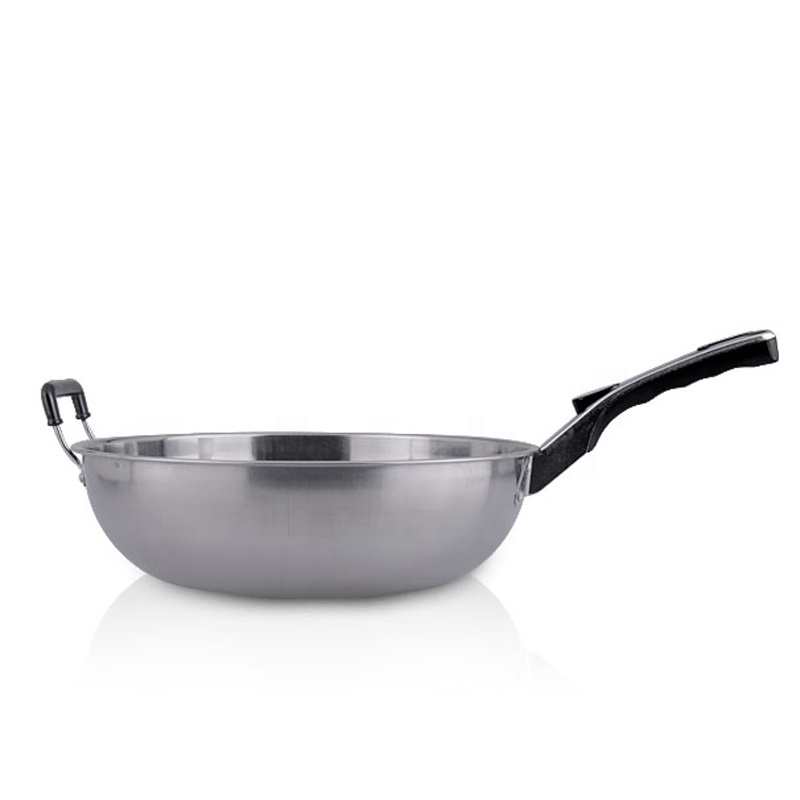 Best Price Chinese Kitchen Stove Bakelite Handle Stir Fry Wok Pan Stainless Steel Woks
