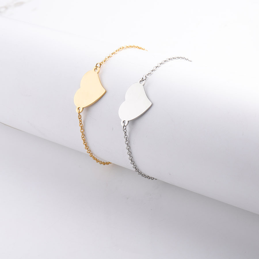 Bracelet Custom Logo Fashion Simple Gold Heart Bracelet Chain Adjustable Bracelet for Women