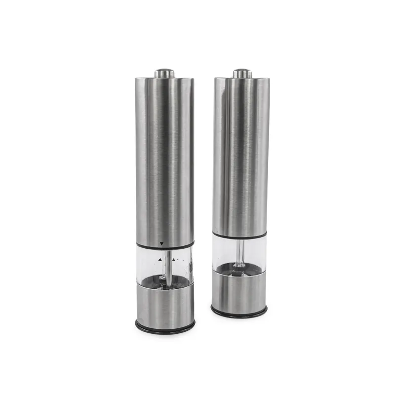 Automatic electric Adjustable Coarseness stainless steel salt and pepper mill grinder set