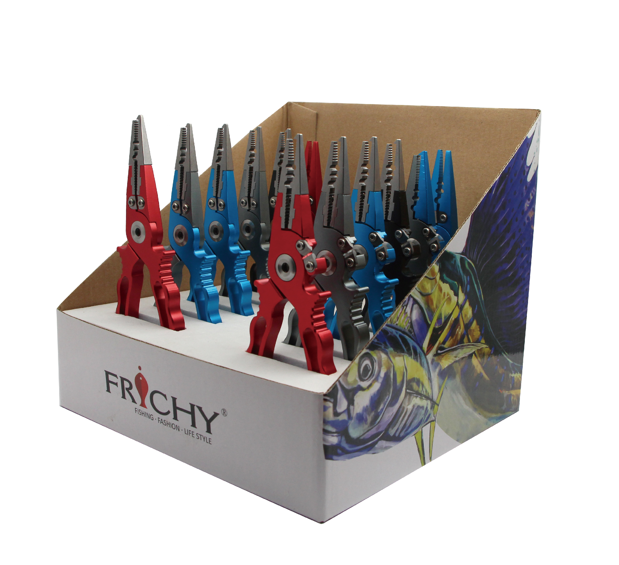FPF06 China factory fishing gripper multi functional cheap aluminum fishing pliers fishing scissors with high level display box