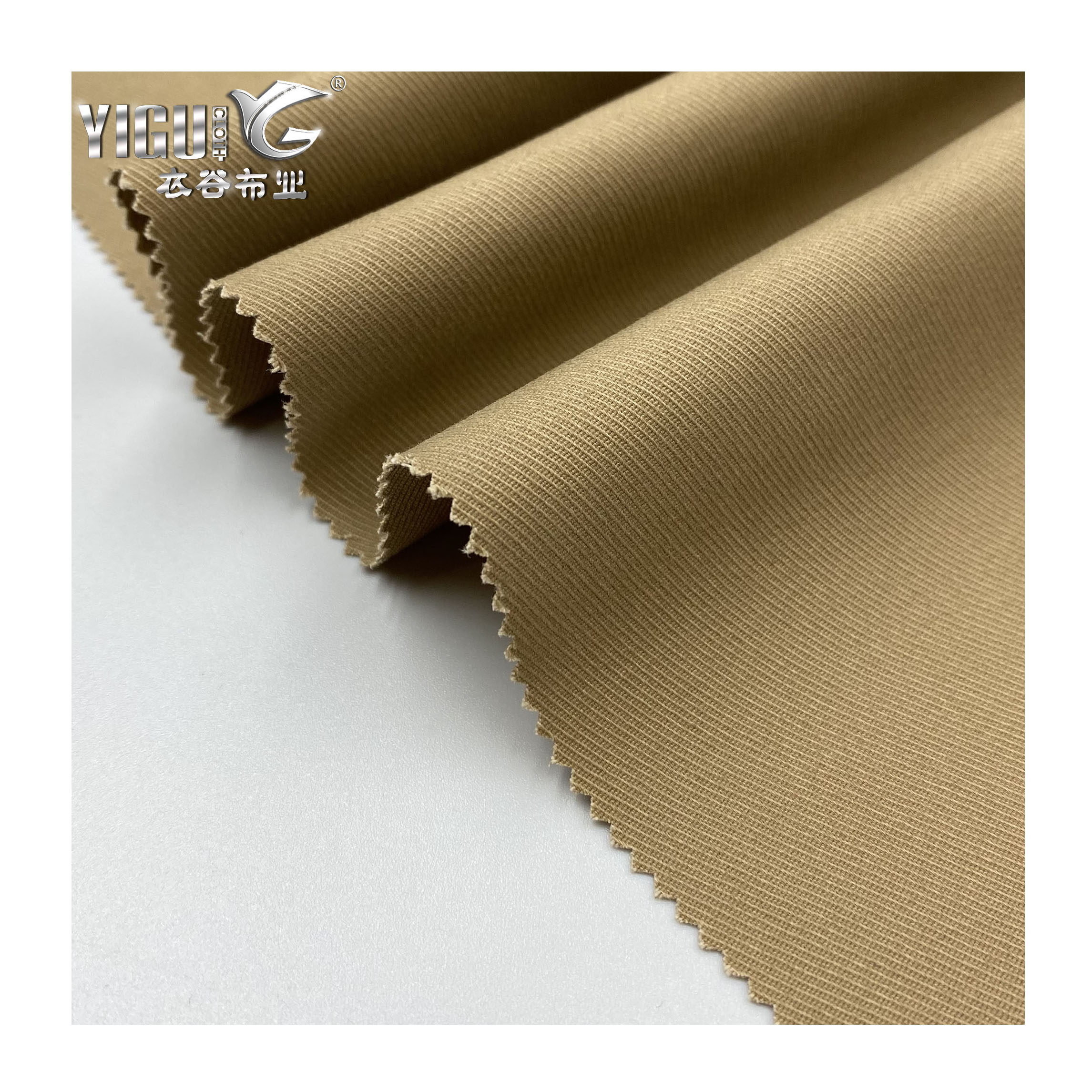 255GSM 70D Peach Finished Woven Twill Cotton Spandex Stretch Khaki Pants Fabric