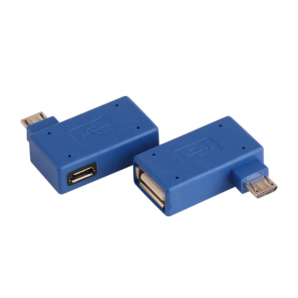 Микро-адаптер USB 2,0 мама-папа Micro OTG порт питания 90 градусов левый угол Usb OTG адаптеры Конвертер Коннектор