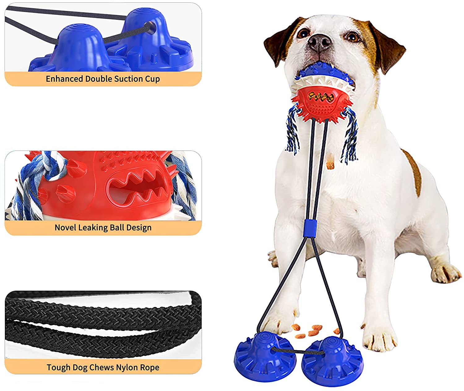 Dog Chew Suction Cup Tug of War Toy Pet Aggressive Chewers Rope Puzzle Toothbrush Multifunction Molar Squeaky Toys Ball