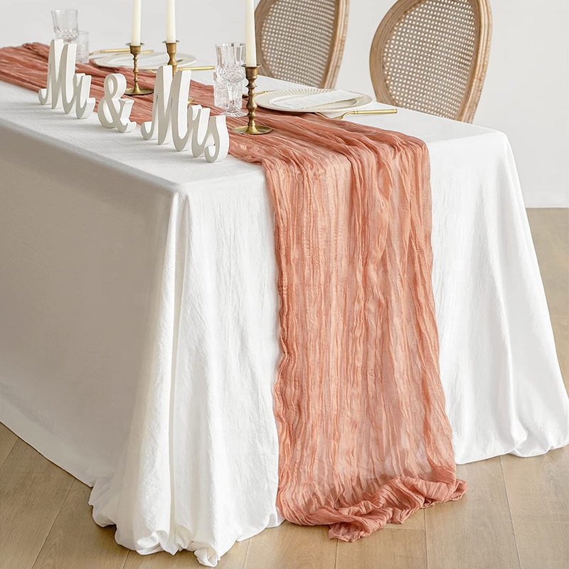 Марлевая настольная дорожка 13.3ft Boho марли Марля настольная дорожка деревенский чистой Runner 160 дюйма длиной для свадебного стола Декор