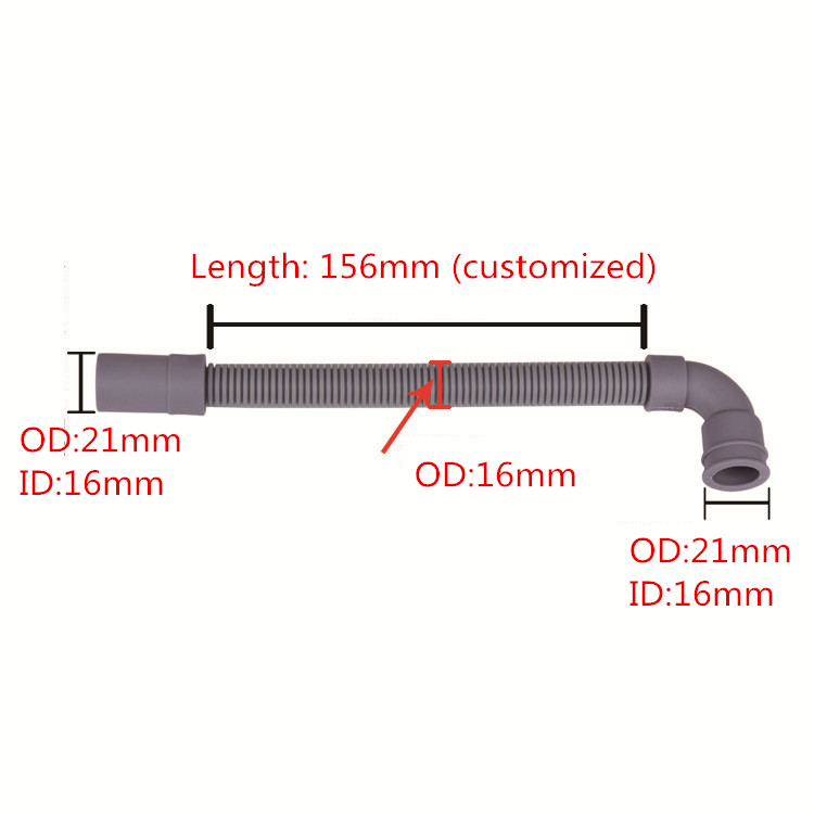 Dishwasher PP+TPE outlet drain hose 156 mm new replacement hose