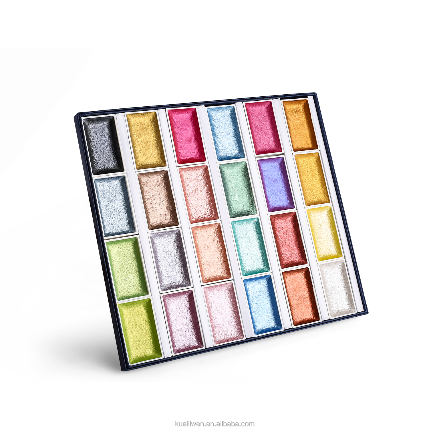 Metallic Colors WATERCOLOR SOLID Paint Set 6/8/9/15/24 Colors with Brush in TIN BOX