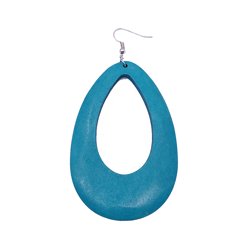 2021 cheap women colorful hollow wooden hoop earring