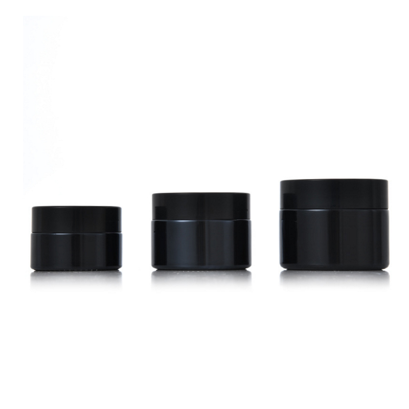 20g 30g 50g Amber Blue Black Green Glass Cosmetic Make-up Cream Jars Sample Container with Aluminum Black Lids