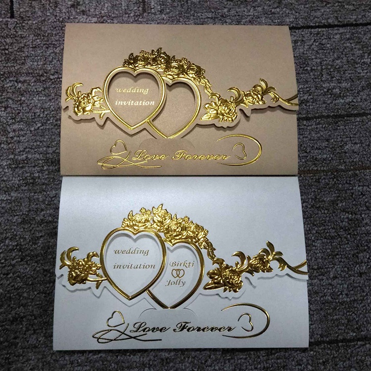 Wholesale price embossing and gold foil wedding invitation card