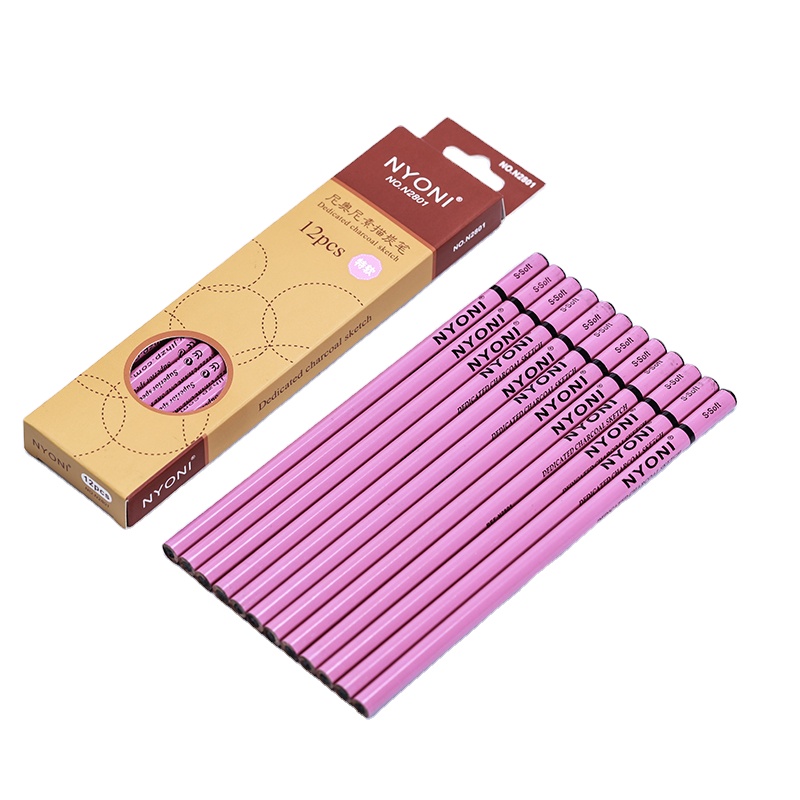 Extra soft Black Lead stationary New Hexagon pencils charcoal color pencil for sketching