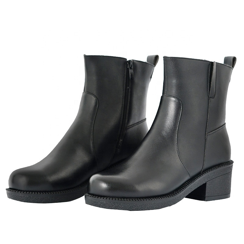 Factory Price Women's Chelsea Boots Leather Plus Wool High Heeled Fashion Rain Boots