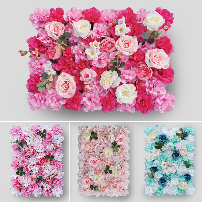 R020 Customized artificial pink white purple silk flowers wall decor