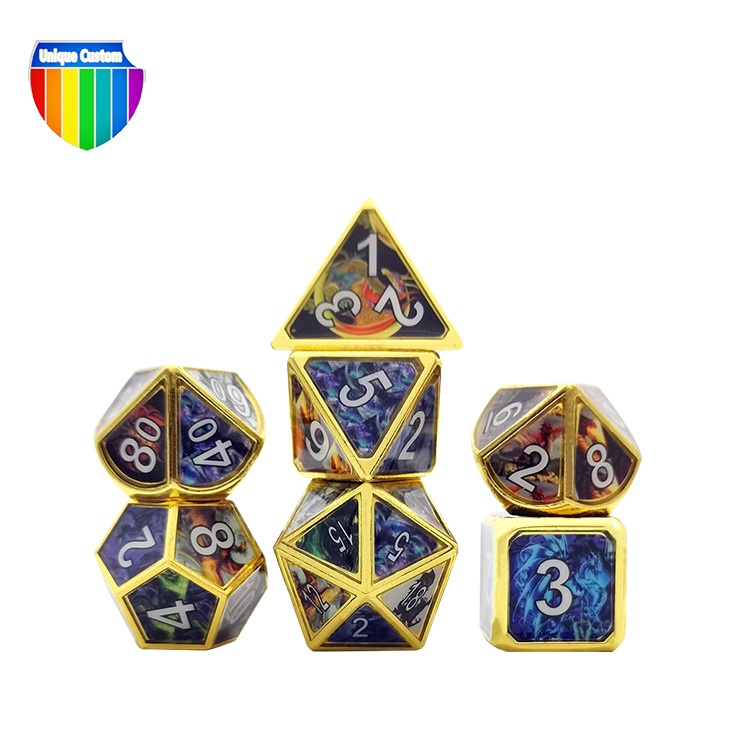 Factory Hot Product Personalized Souvenir Metal Dice Set Polyhedron Number Game Custom 3d Dice