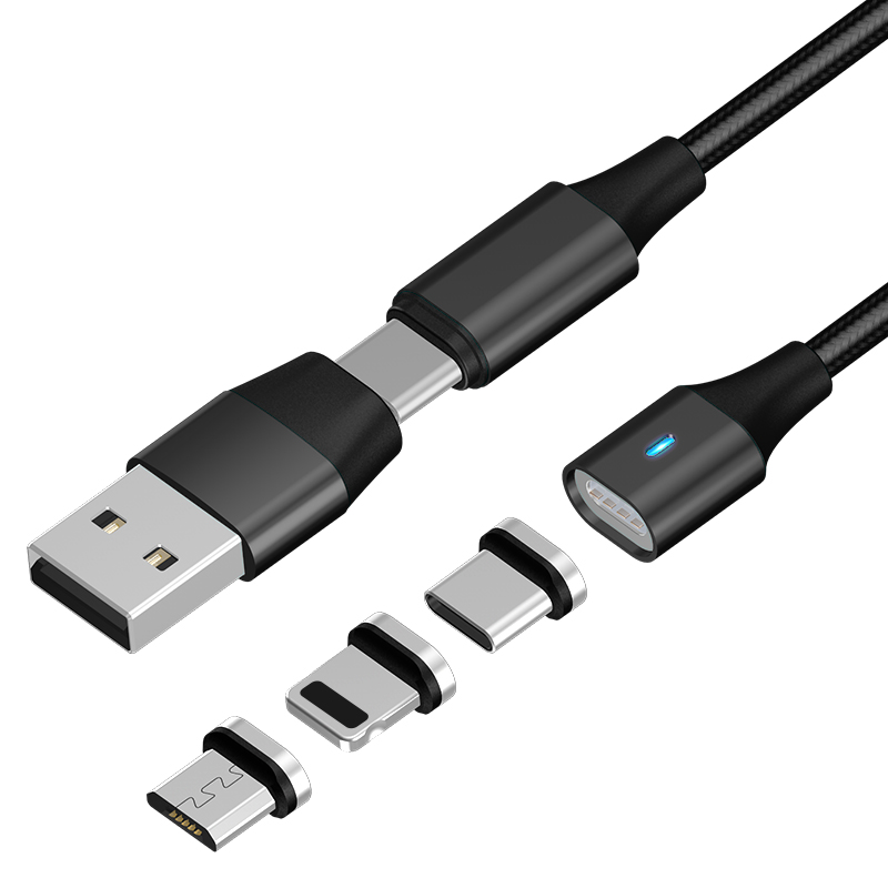 Оптовая продажа, 2 м, 6 в 1, Магнитный зарядный USB-кабель типа c для 3 зарядных устройств PD 60 Вт, кабель для передачи данных для Iphon/Micro USB Тип C