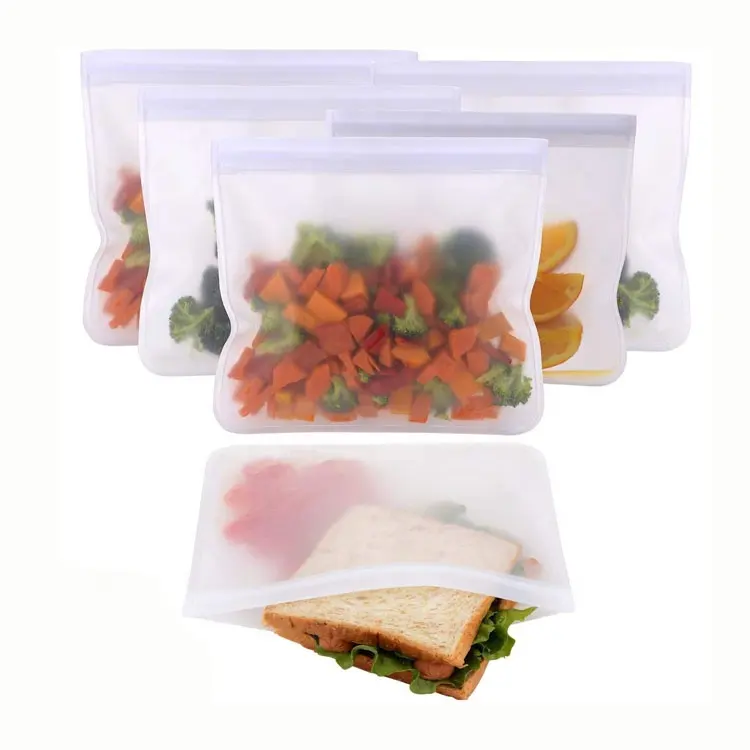 PEVA Ziplock Bag PEVA Food Storage Bag Silicone Fresh Bag for Set Customized for Sandwich Lunch Snack Multifunction 10 Pcs