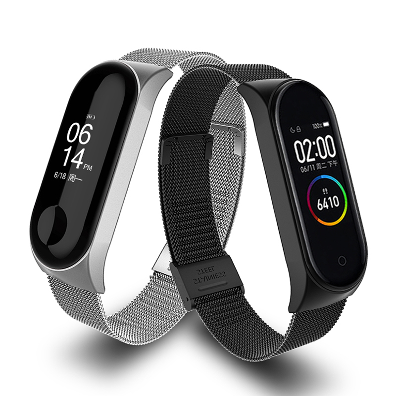 Ремешок из нержавеющей стали для Xiaomi Mi Band 3 4, металлический браслет без винтов для наручных часов Mi Band 4 3