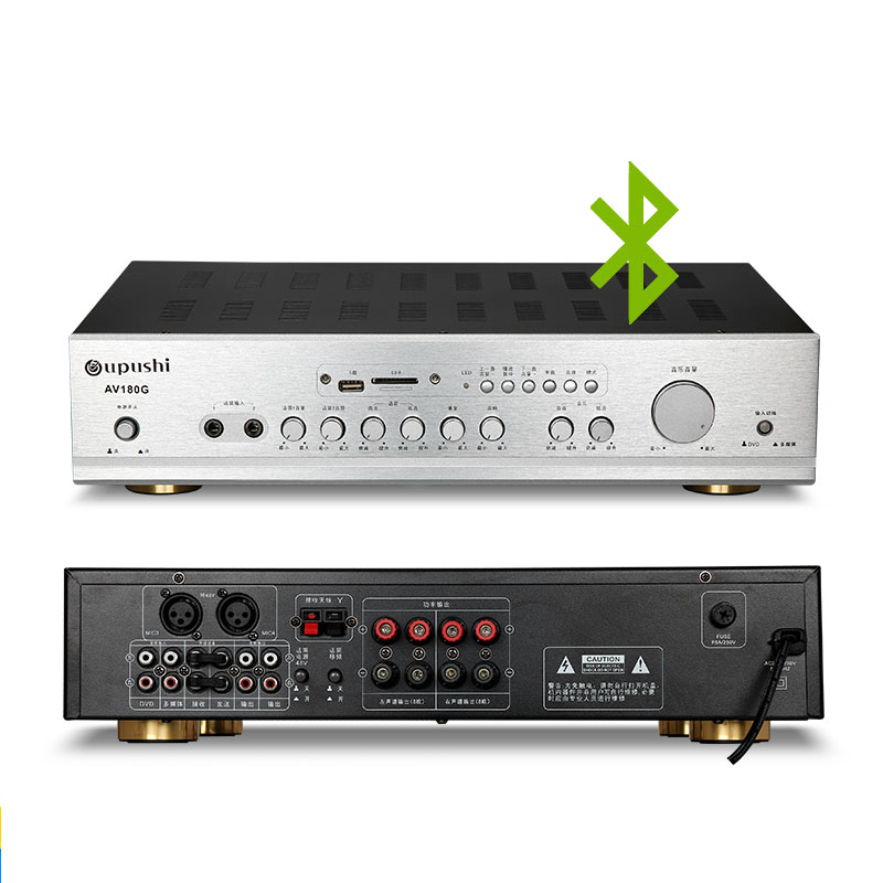 OUPUSHI AV180G 2 канала 260 Вт AV KTV модульный супермощный усилитель Bluetooth с пультом дистанционного управления Usb MP3 для Домашнего Караоке