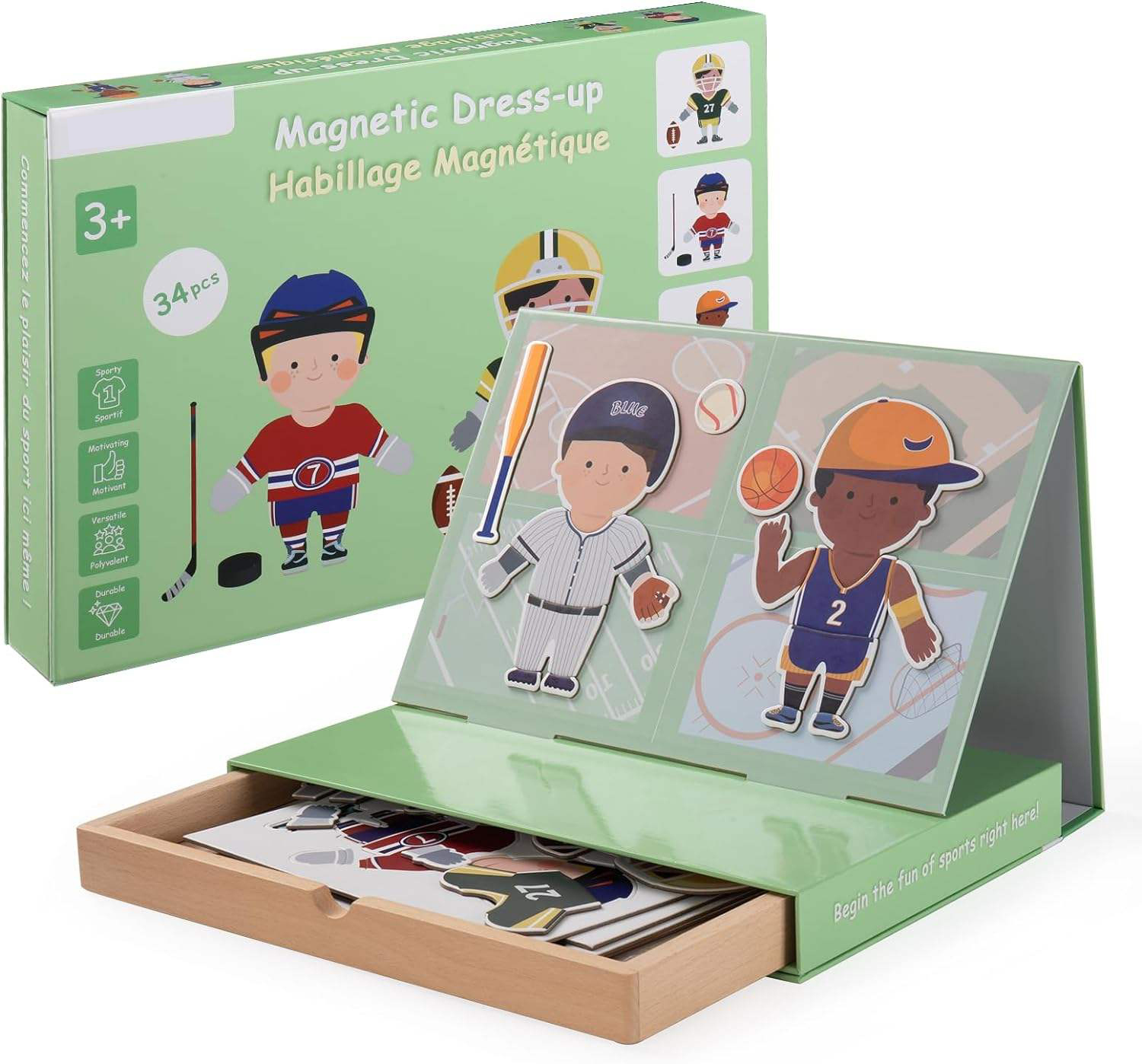 Sports Toys Magnetic Dress-Up Dolls Play Set Magnet Sports Pretend Play Set, Magnet Sport Toy for Boys Girls Baby Toddler