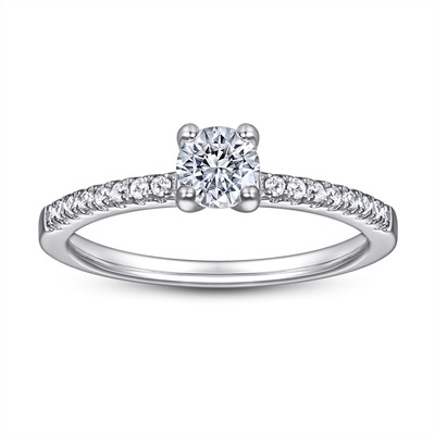 PONEES Fashion 925 Sterling Silver Ring Ladies Jewelry Four Prongs Diamond Ring For Women Girls Gift