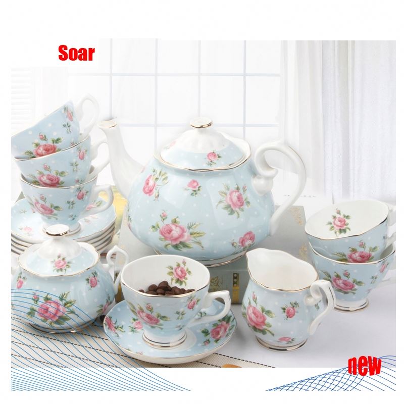 SOAR Gift Box Phnom Penh Flower Bone China European Afternoon Style Ceramic Tea Coffee Cup Saucer Set