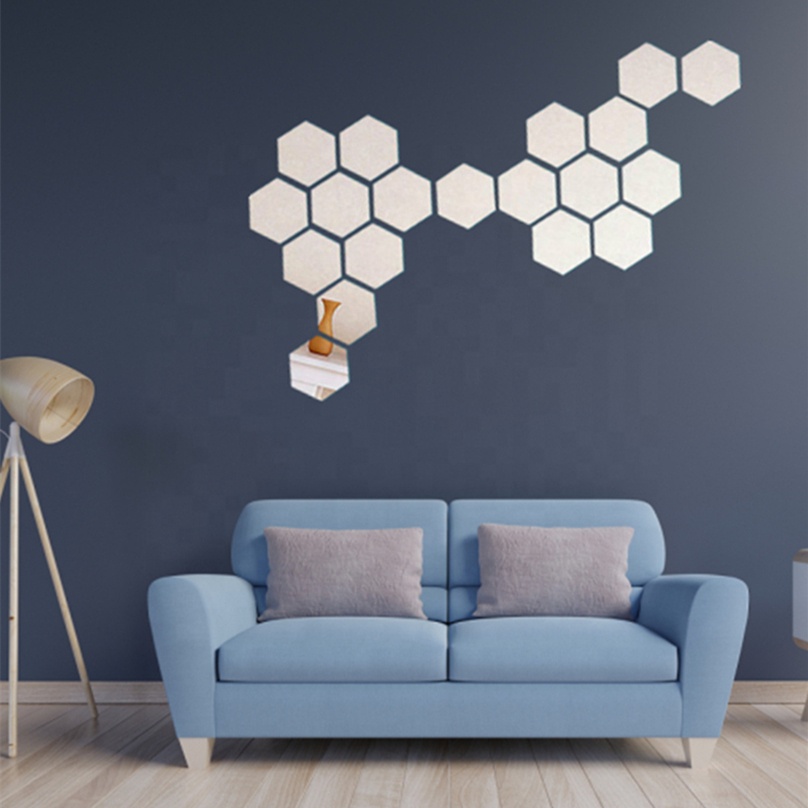 PK24 hexagon acrylic wall mirror for decoration DIY wall mirror