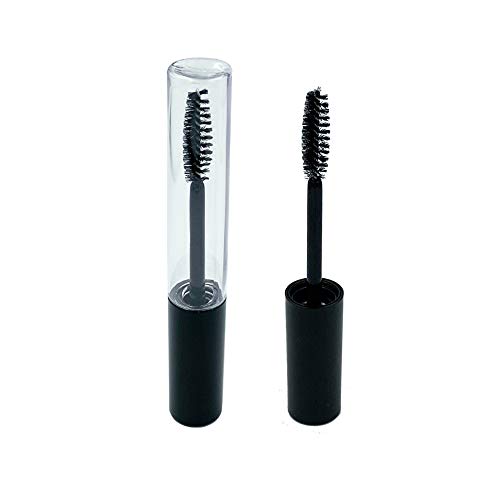 Hot sell 10ml cosmetic packaging clear empty plastic mascara wand tube with square shape and black lid