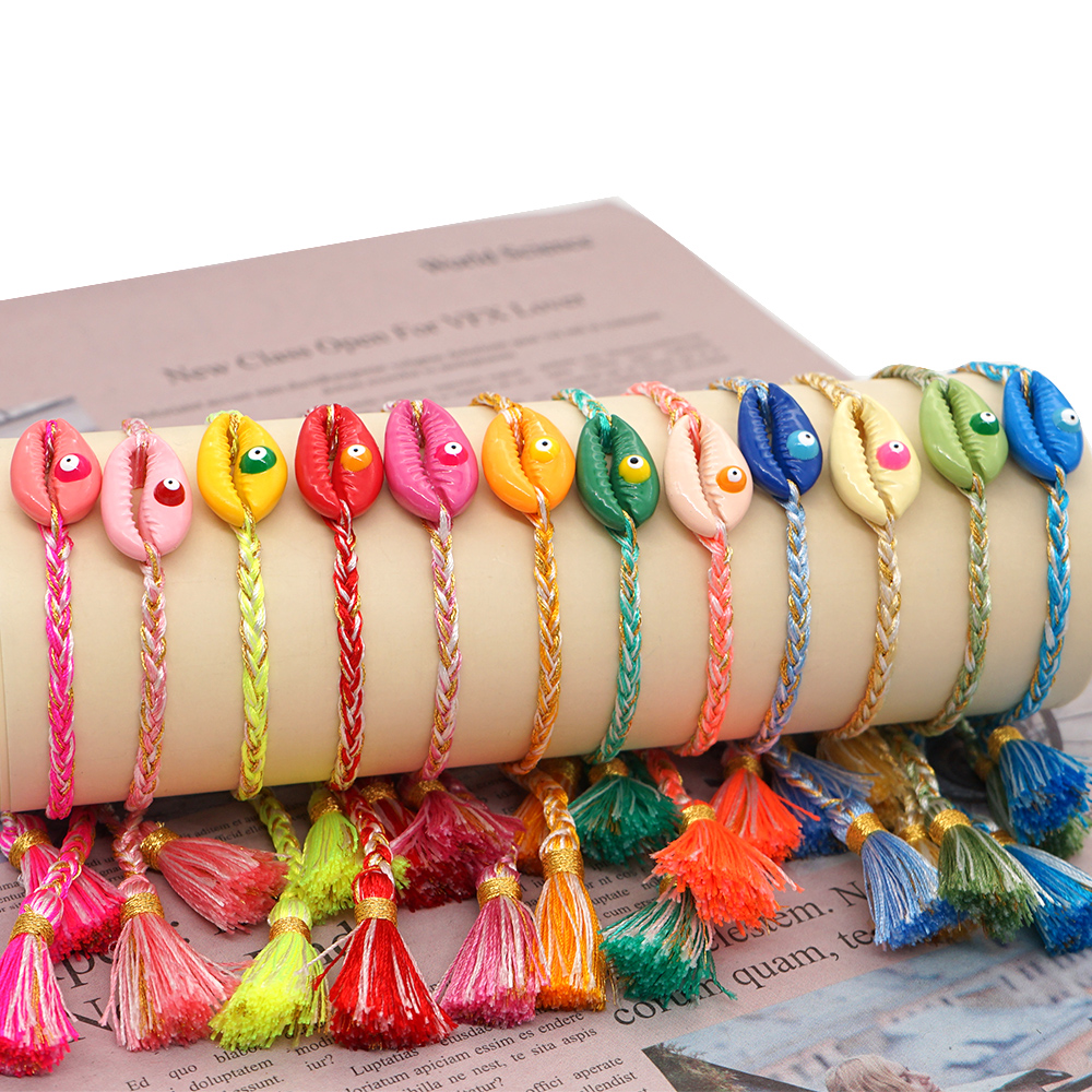 Браслеты GO2BOHO из ракушек для детей, подарок, плетеные летние ювелирные изделия «сглаза», плетеные вручную ювелирные изделия с кисточками, модные браслеты в стиле бохо, 2021
