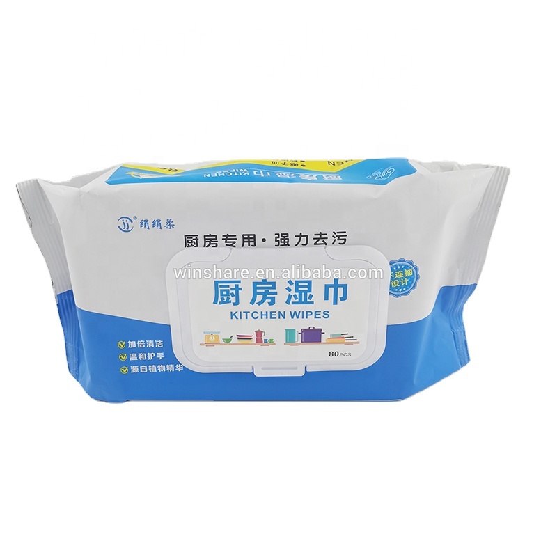 OEM high quality non- remover kitchen wet wipes greas and grime BBQ cleaning wipes wet