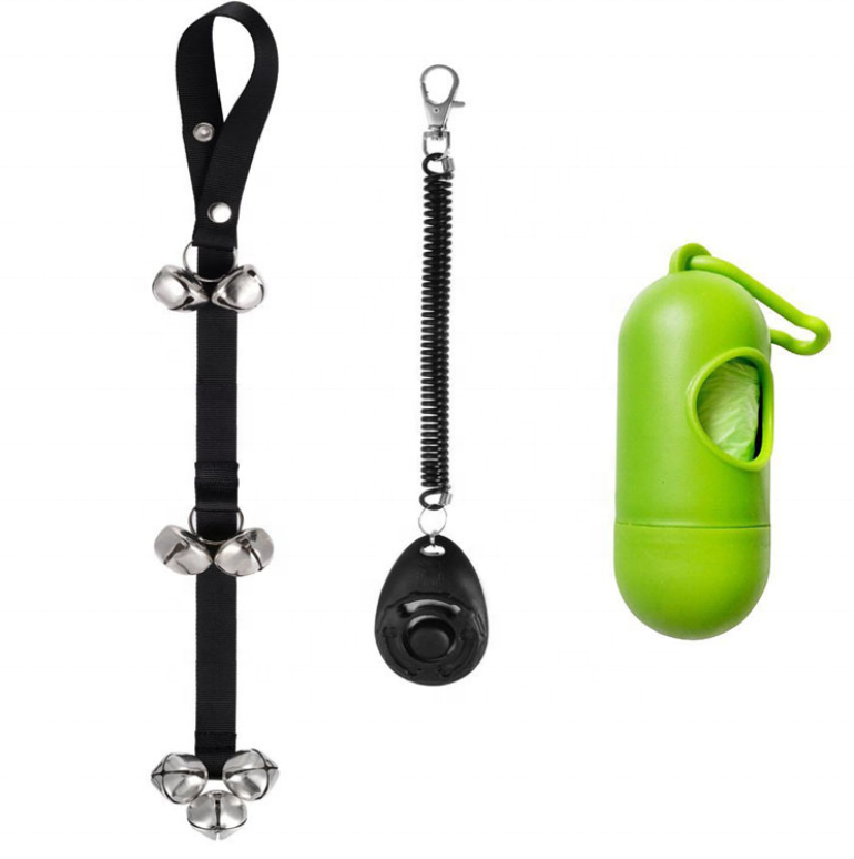Wholesale Custom 3 pack Pet Poop Bag Holder Doorbell Dog Training set