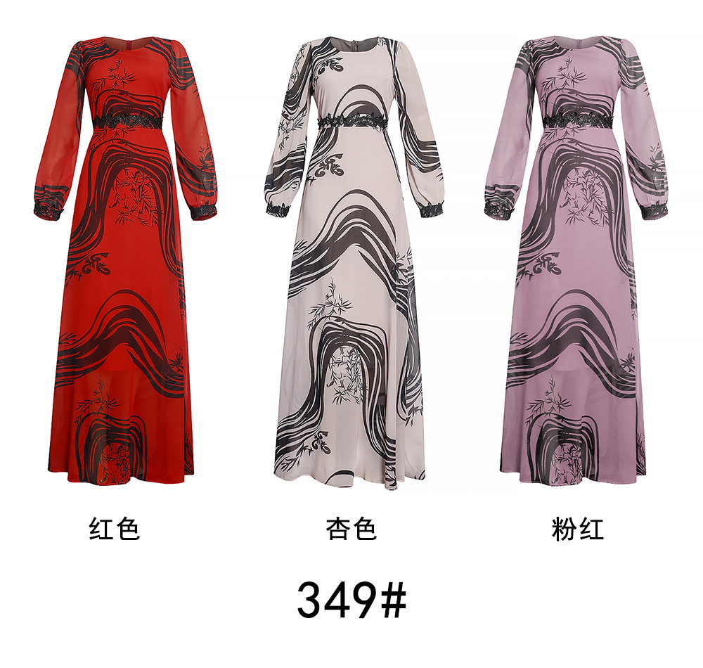 top selling products 2021 fall Chiffon long sleeved African plus size maxi dress